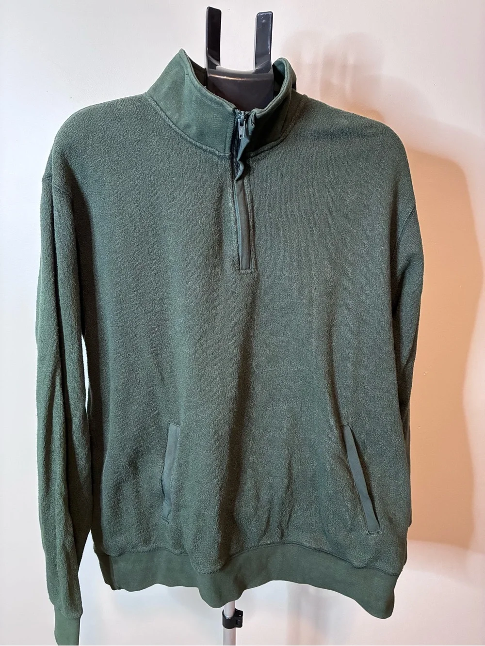 Orvis Men’s Large Green Quarter Zip Pullover Cotton Blend Outdoor Sweater